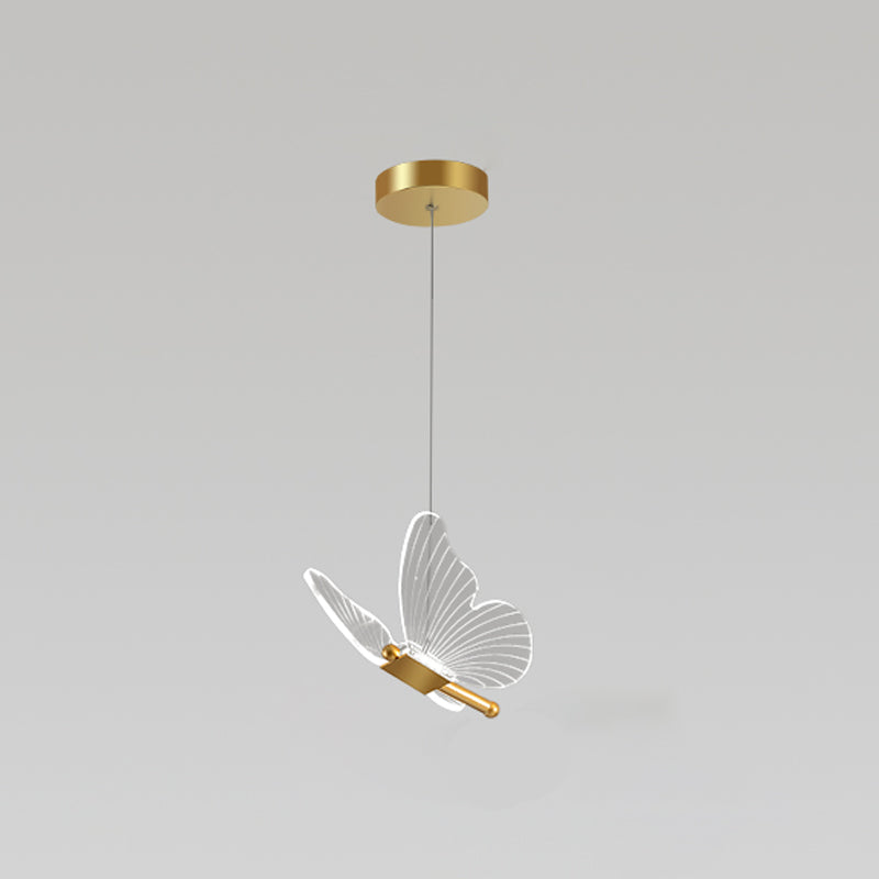 Butterfly Shape Metal Hanging Light Modern Style Multi Lights Cluster Pendant in Gold