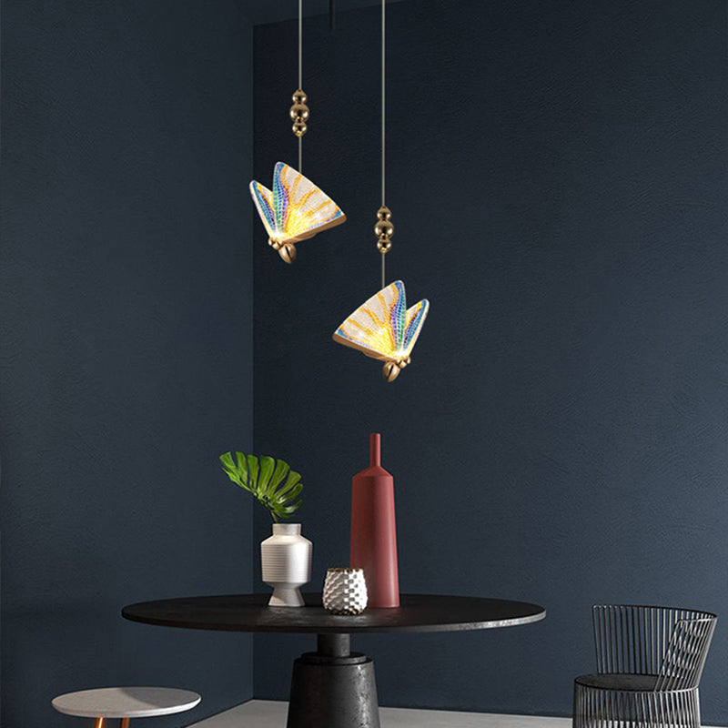 Butterfly Shape Metal Hanging Light Modern Style Multi Lights Cluster Pendant