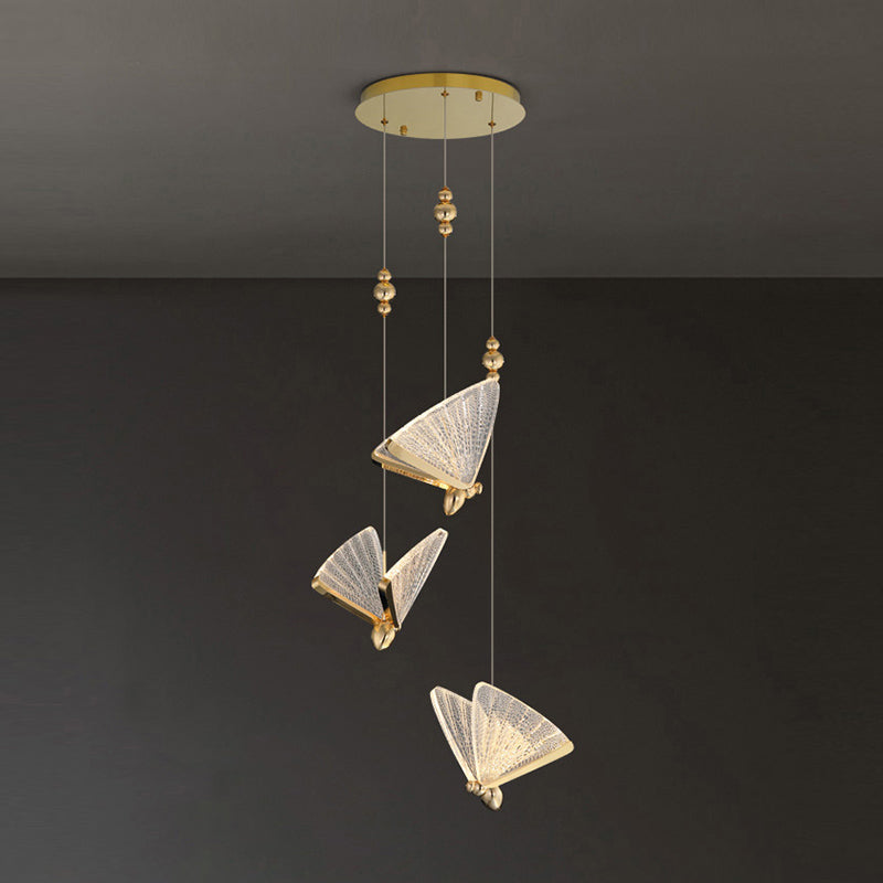 Butterfly Shape Metal Hanging Light Modern Style Multi Lights Cluster Pendant