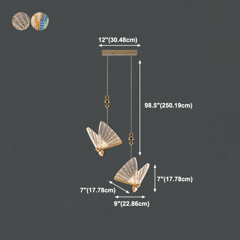 Butterfly Shape Metal Hanging Light Modern Style Multi Lights Cluster Pendant
