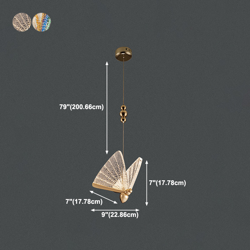 Butterfly Shape Metal Hanging Light Modern Style Multi Lights Cluster Pendant