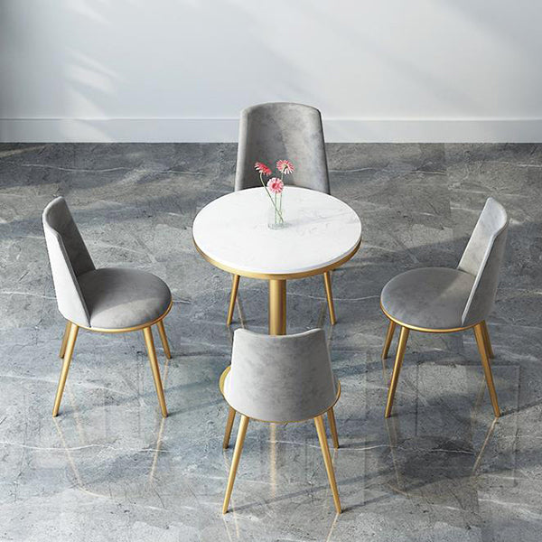 1/3/5 Pieces Dining Set Black-gold Base and White Top Table Glam Style Kitchen Set