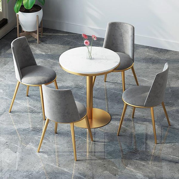 1/3/5 Pieces Dining Set Black-gold Base and White Top Table Glam Style Kitchen Set