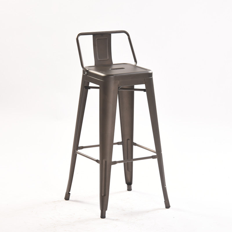 Industrial Style Metal Bar-stool Square Iron Seat Counter Stool for Kitchen Bar