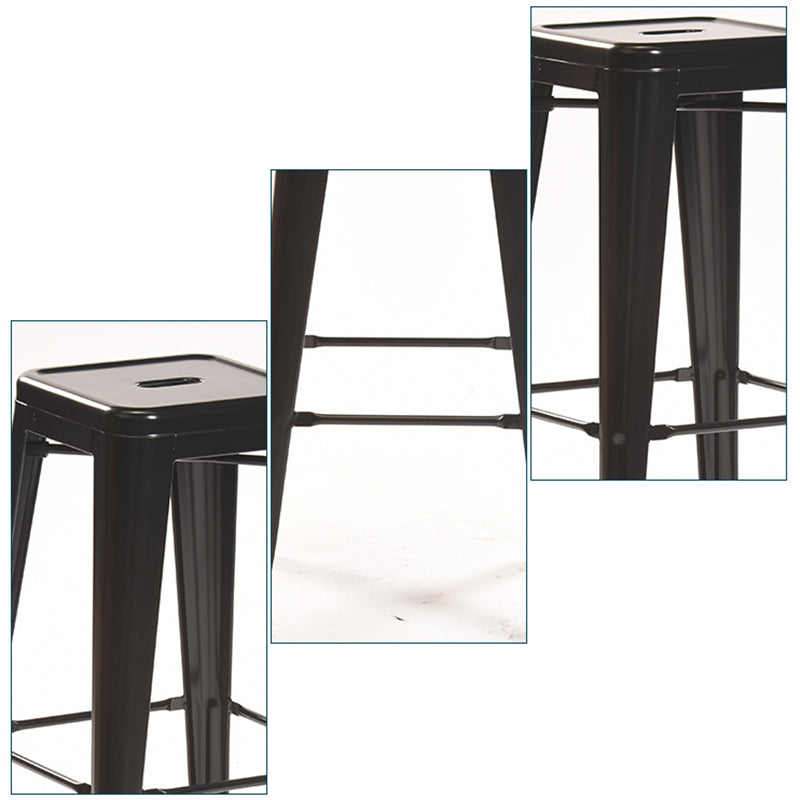Industrial Style Metal Bar-stool Square Iron Seat Counter Stool for Kitchen Bar