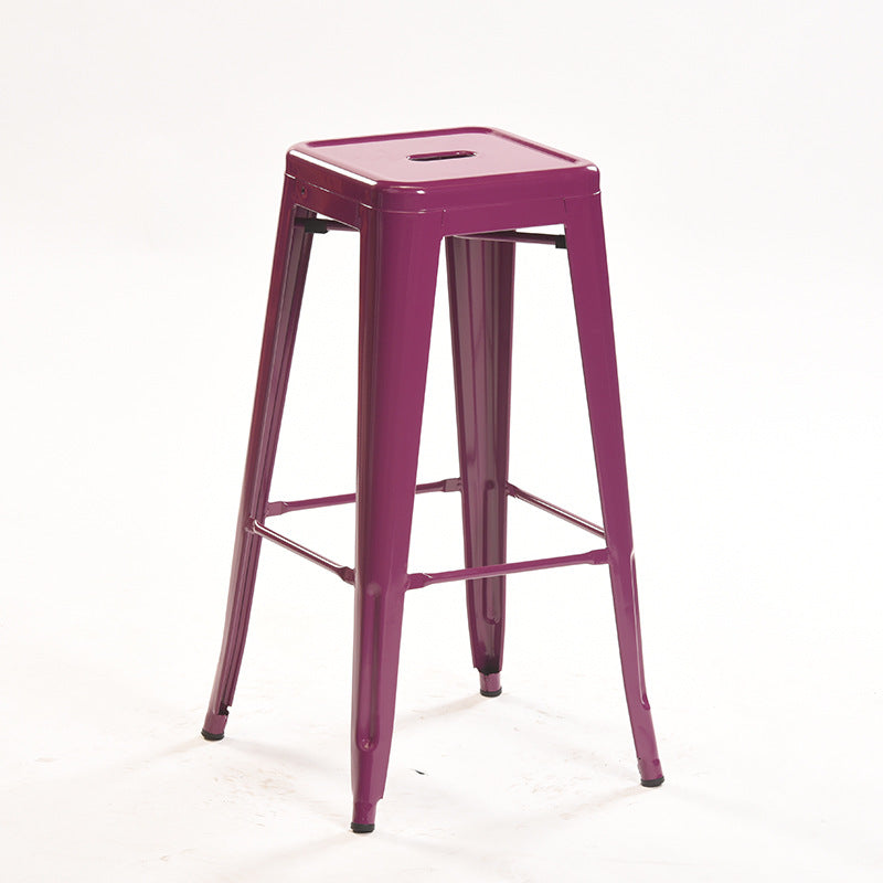 Industrial Style Metal Bar-stool Square Iron Seat Counter Stool for Kitchen Bar