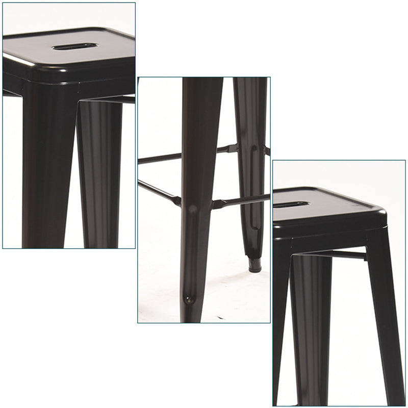 Industrial Style Metal Bar-stool Square Iron Seat Counter Stool for Kitchen Bar