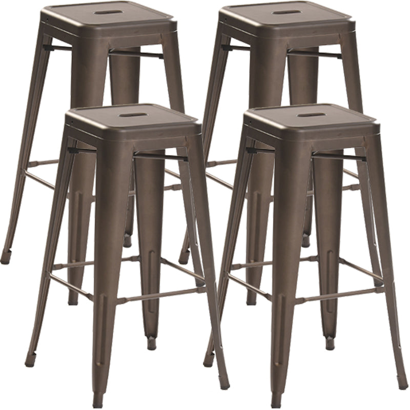 Industrial Style Metal Bar-stool Square Iron Seat Counter Stool for Kitchen Bar