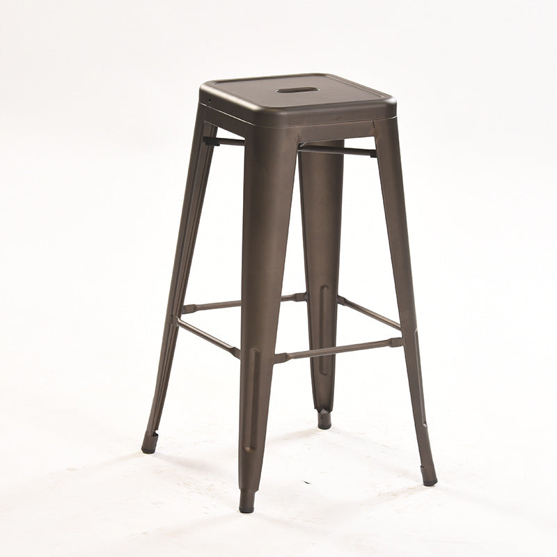 Industrial Style Metal Bar-stool Square Iron Seat Counter Stool for Kitchen Bar