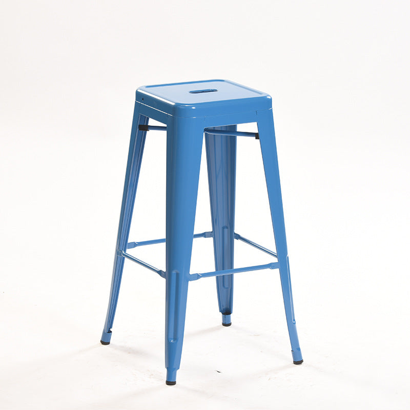 Industrial Style Metal Bar-stool Square Iron Seat Counter Stool for Kitchen Bar