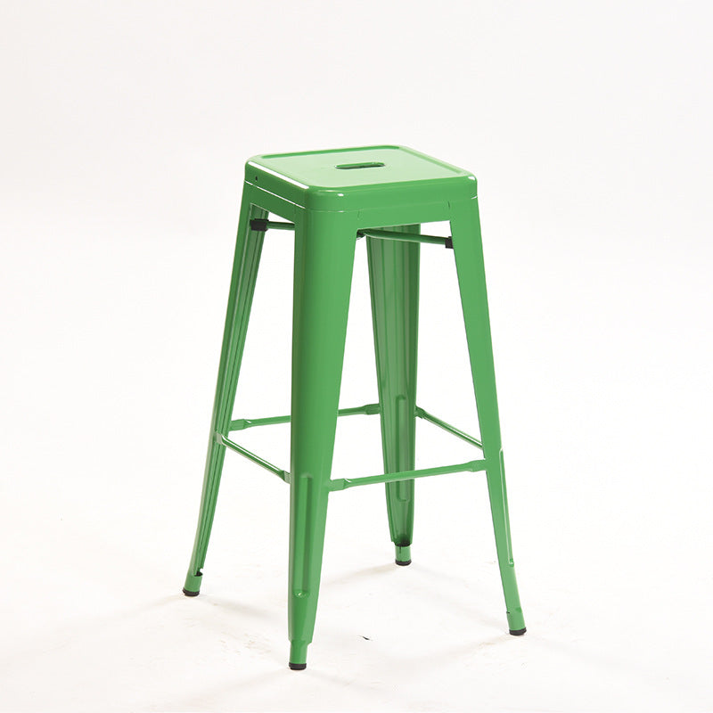 Industrial Style Metal Bar-stool Square Iron Seat Counter Stool for Kitchen Bar
