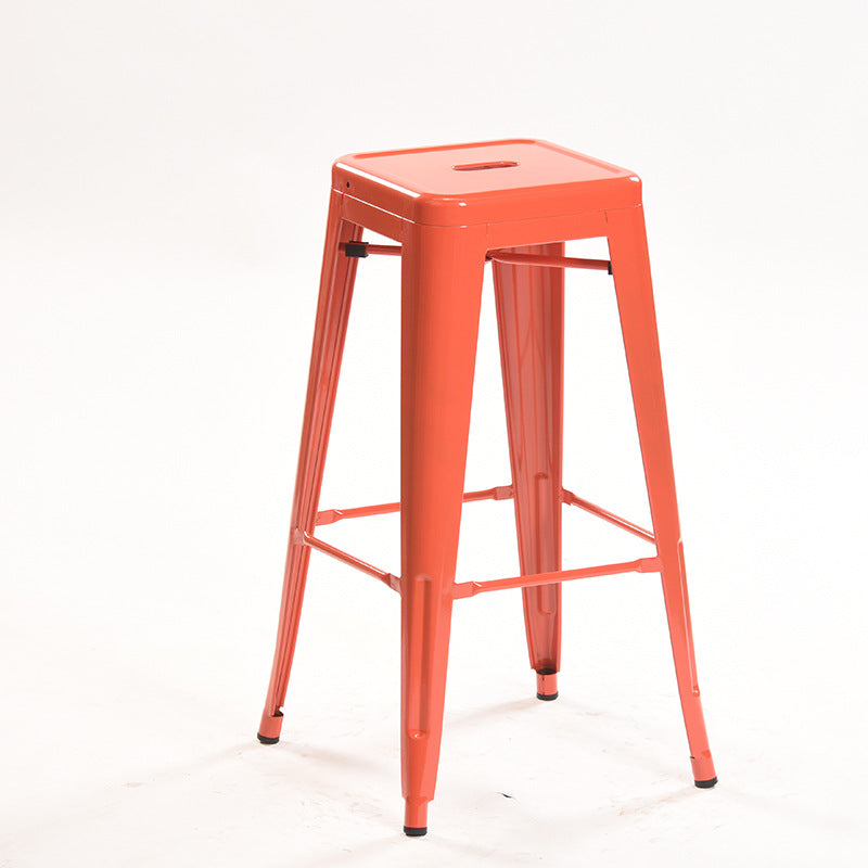 Industrial Style Metal Bar-stool Square Iron Seat Counter Stool for Kitchen Bar