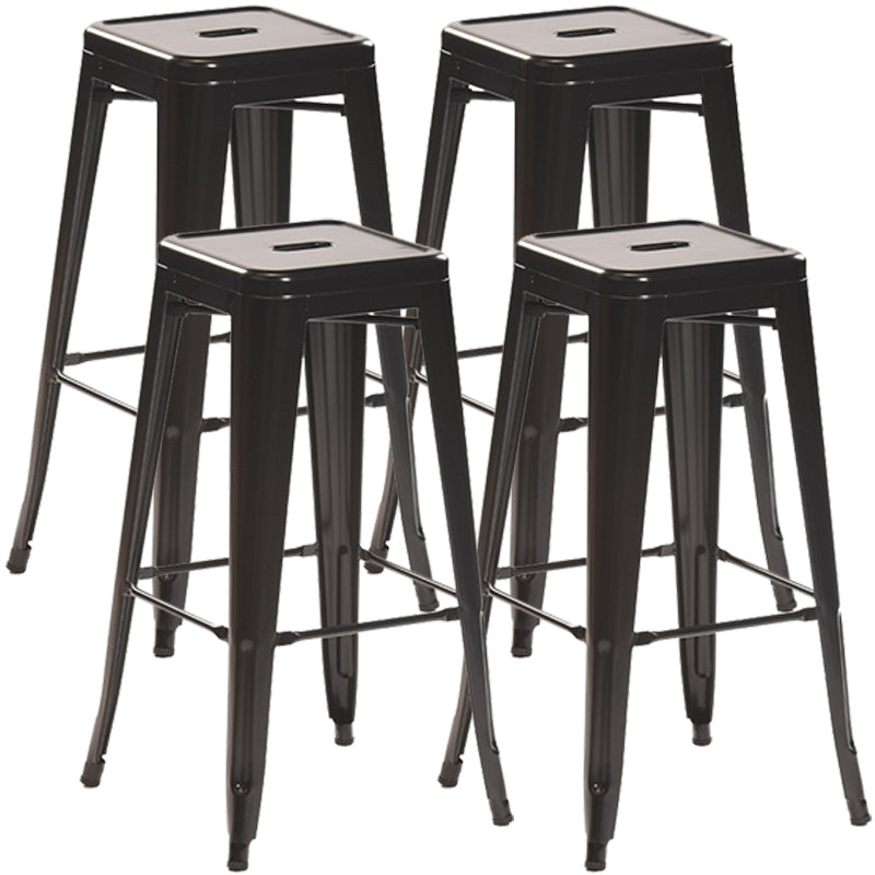 Industrial Style Metal Bar-stool Square Iron Seat Counter Stool for Kitchen Bar