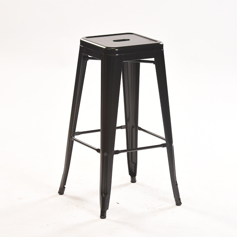 Industrial Style Metal Bar-stool Square Iron Seat Counter Stool for Kitchen Bar