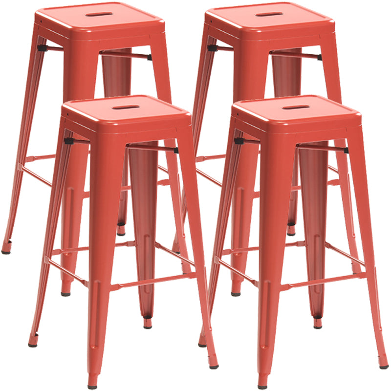 Industrial Style Metal Bar-stool Square Iron Seat Counter Stool for Kitchen Bar