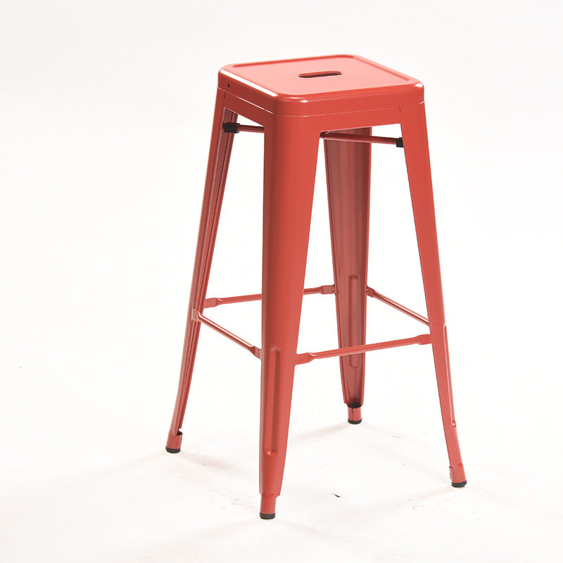 Industrial Style Metal Bar-stool Square Iron Seat Counter Stool for Kitchen Bar