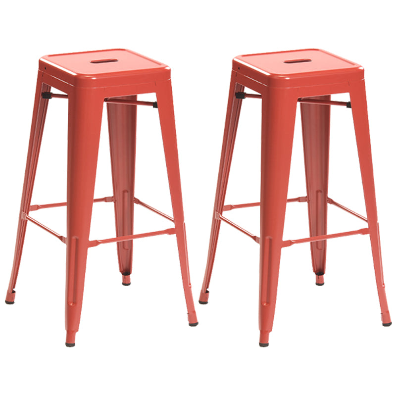Industrial Style Metal Bar-stool Square Iron Seat Counter Stool for Kitchen Bar