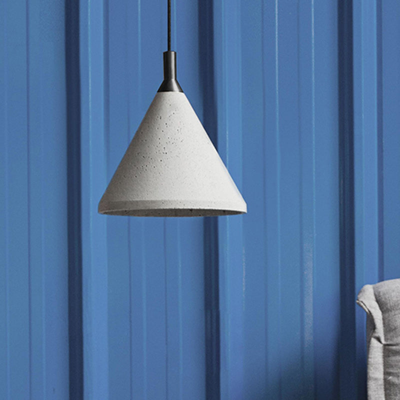 1 Bulb Cone Hanging Lamp Industrial Style Gray Cement Height Adjustable Pendant Lighting for Living Room