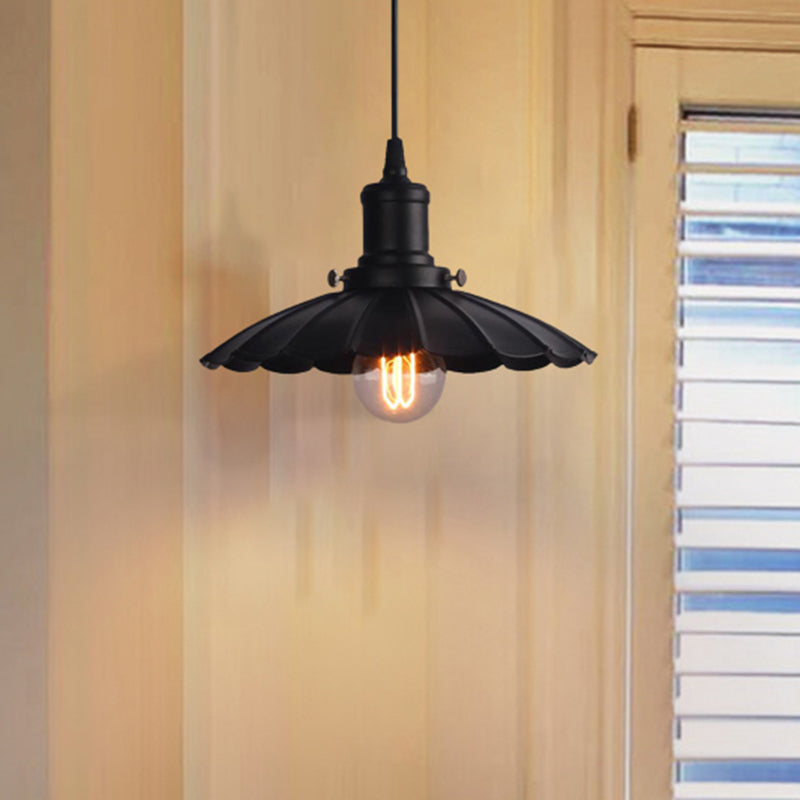 Schwarz mit Schirbeln hängende Lampe Vintage Industrial Metall 1 Lampe Innendecke Leuchte, 10 "/12" Durchmesser