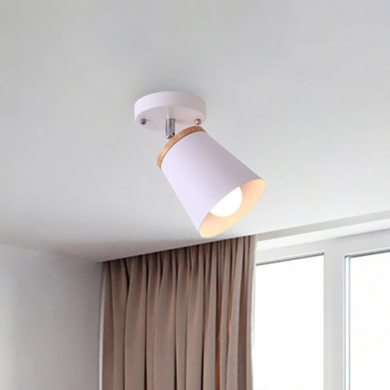 1/2/3-Bulb Semi Flush Light Modernism Tapered Shade Metal Rotatable Semi Flush Mount Light in White for Living Room