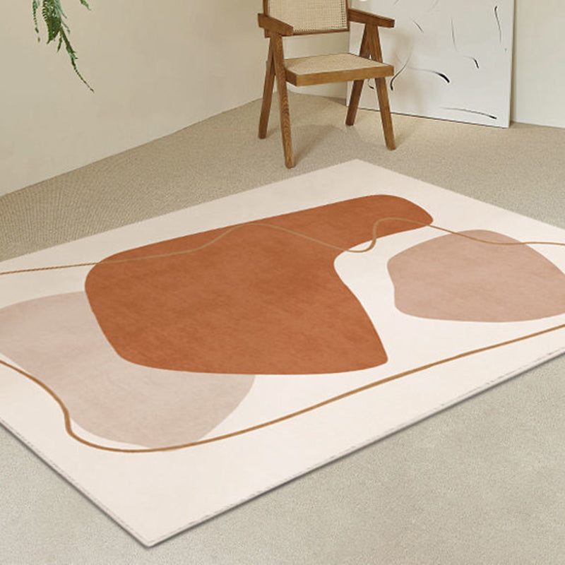 Orange zeitgenössischer Teppich Polyester abstrakter Farbstück Teppich Waschbar Teppich für Wohnkultur