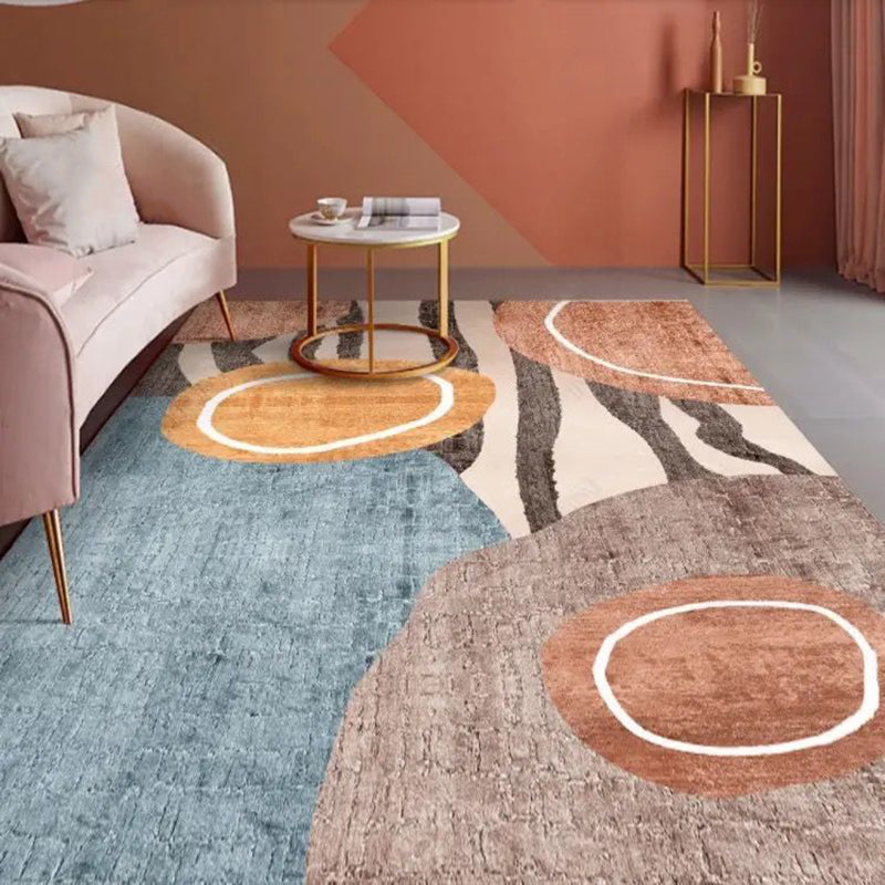 Orange zeitgenössischer Teppich Polyester abstrakter Farbstück Teppich Waschbar Teppich für Wohnkultur