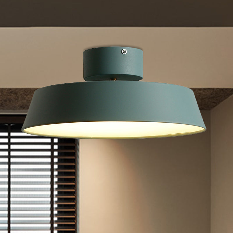Contemporary Barn Semi Mount Lighting 1 Light Metal Rotatable Ceiling Light Fixture with Acrylic Diffuser in White/Green
