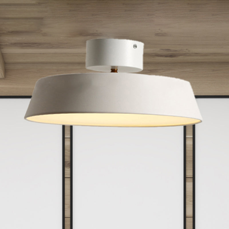Contemporary Barn Semi Mount Lighting 1 Light Metal Rotatable Ceiling Light Fixture with Acrylic Diffuser in White/Green