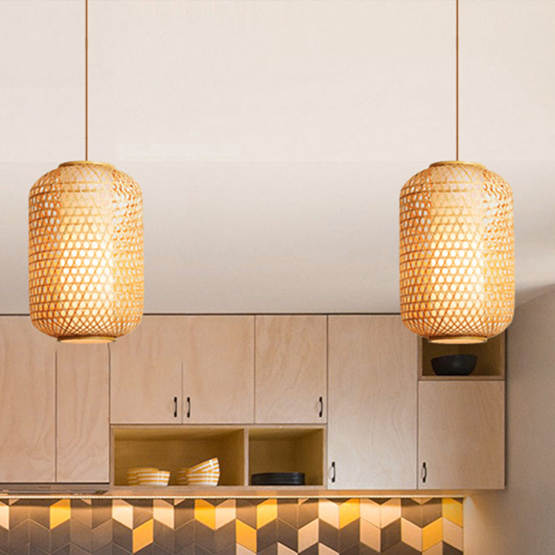 Pendentif en forme de lanterne asiatique Light Bamboo Bamboo à tête de plafond de tête pour la salle à manger du restaurant