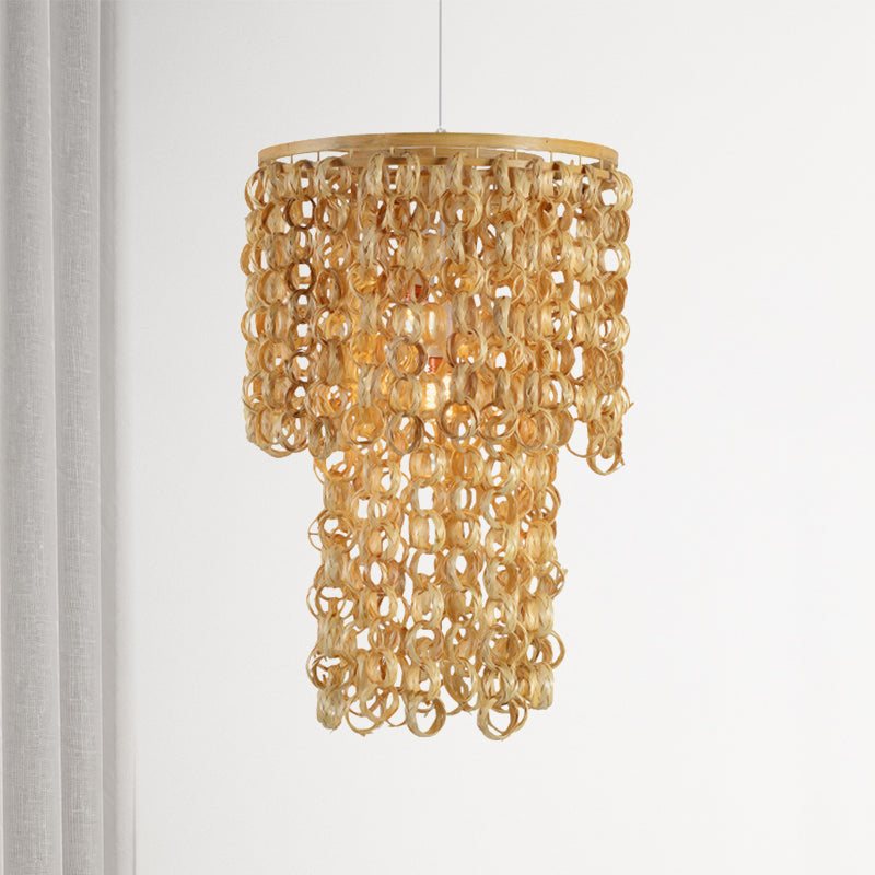16 "/19.5" ancho de bambú de borbato colgante de lámpara de colgante de luz de luz individual china para el restaurante Dinging Room Restaurant