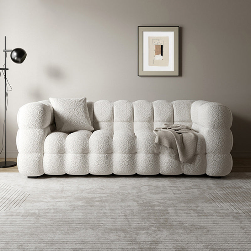 Divano con cuscino indietro con cuscini beige in pelle di lana/imitazione