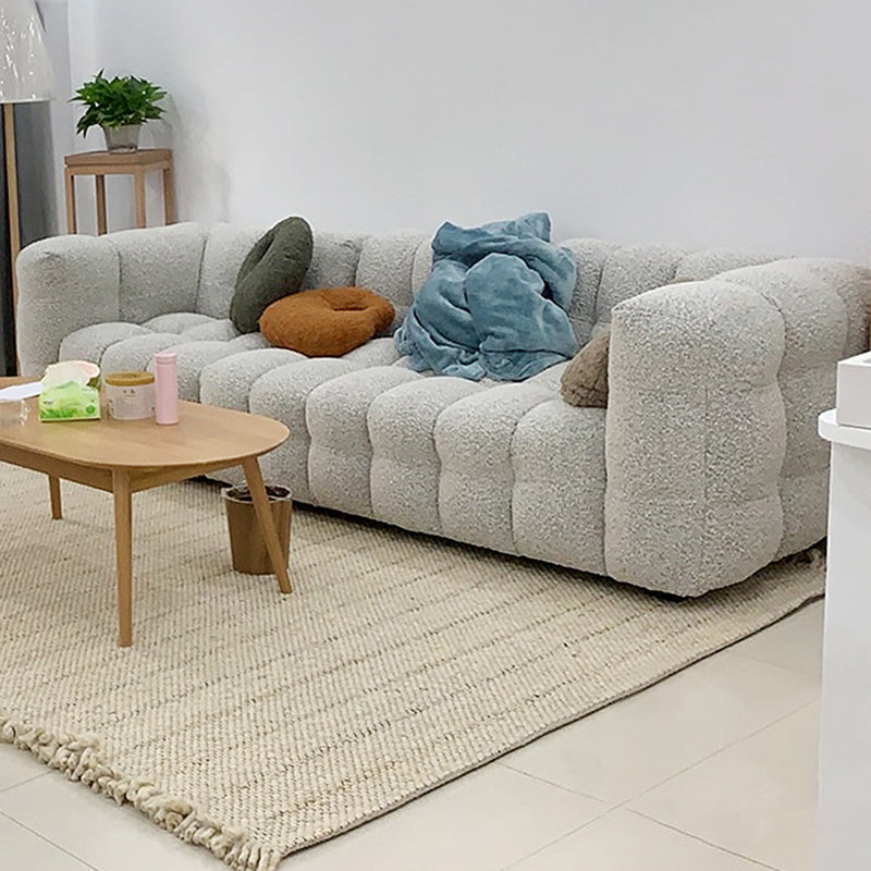 Divano con cuscino indietro con cuscini beige in pelle di lana/imitazione