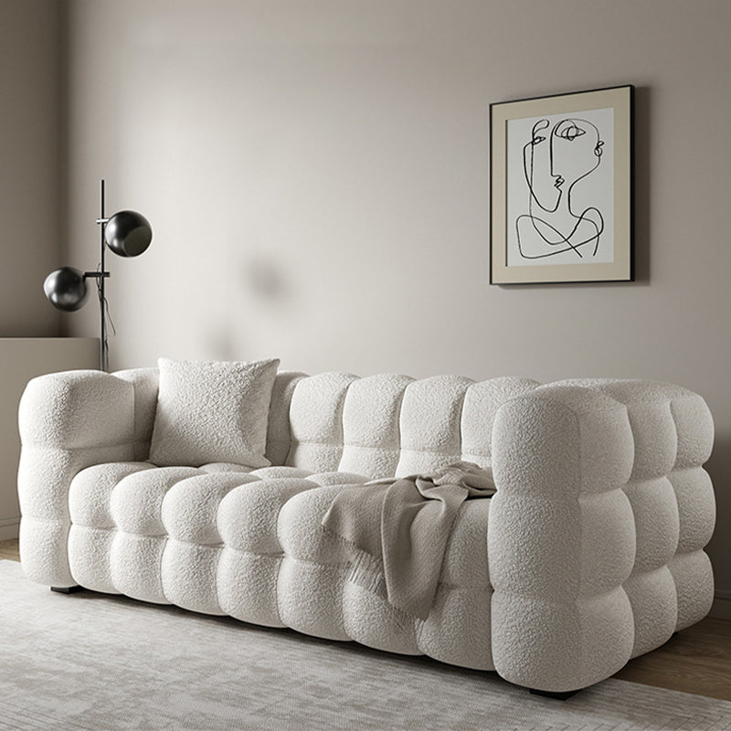 Divano con cuscino indietro con cuscini beige in pelle di lana/imitazione