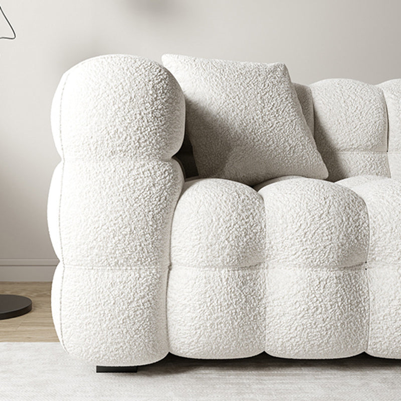 Divano con cuscino indietro con cuscini beige in pelle di lana/imitazione
