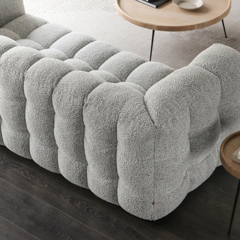 Divano con cuscino indietro con cuscini beige in pelle di lana/imitazione