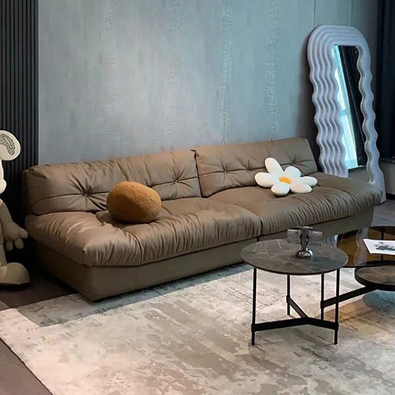 Brown Contemporary Armless Chesterfield Sofa for Living Room, Apartment