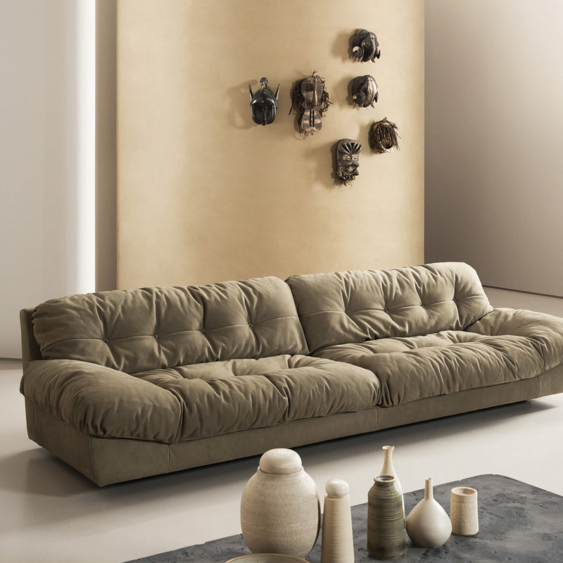 Brown Contemporary Armless Chesterfield Sofa for Living Room, Apartment