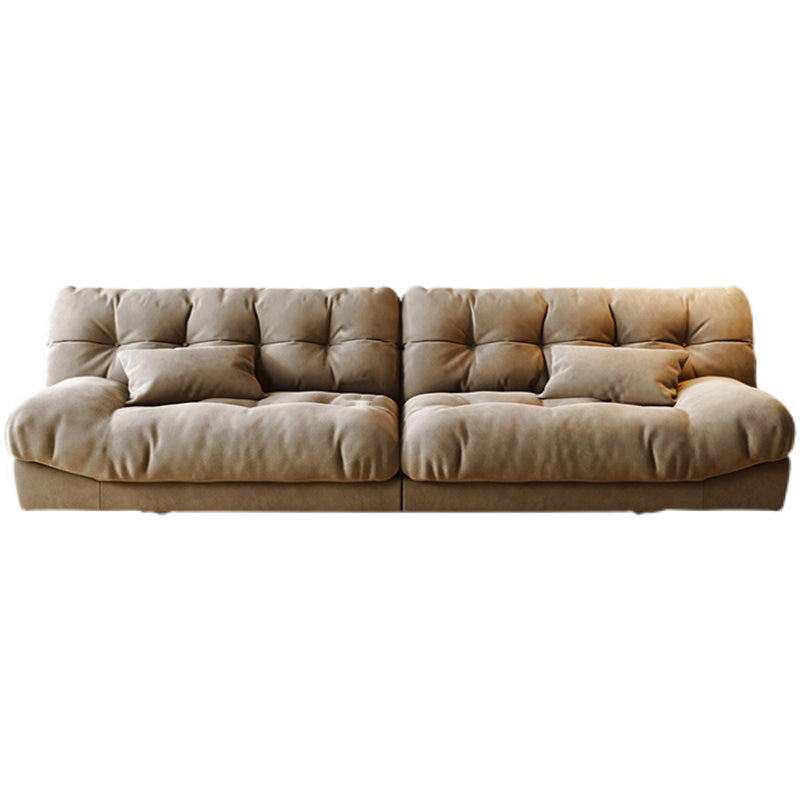 Brown Contemporary Armless Chesterfield Sofa for Living Room, Apartment