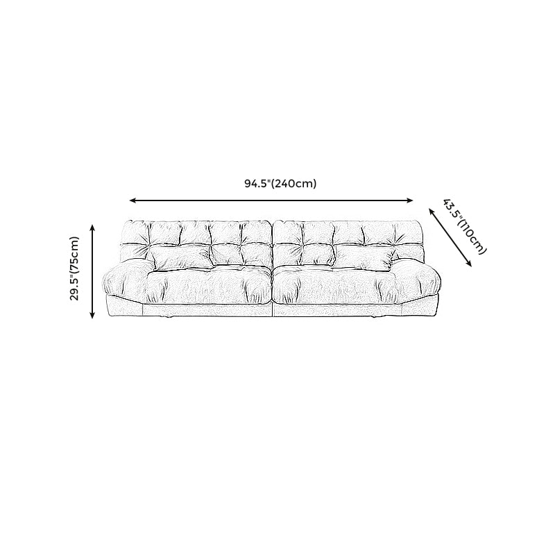 Brown Contemporary Armless Chesterfield Sofa for Living Room, Apartment