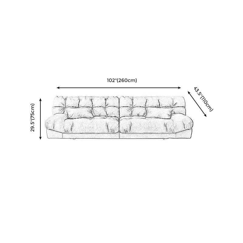 Brown Contemporary Armless Chesterfield Sofa for Living Room, Apartment