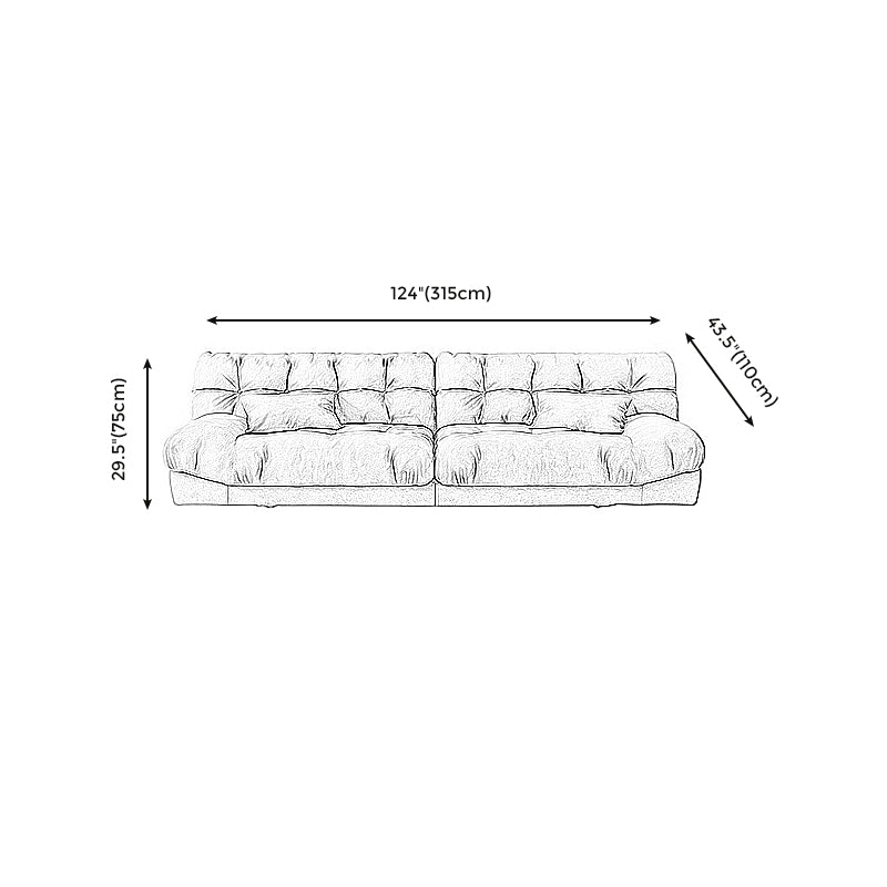 Brown Contemporary Armless Chesterfield Sofa for Living Room, Apartment