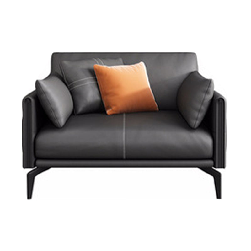 Black Upholstered with Pillow Back Against Leather/leather Seat