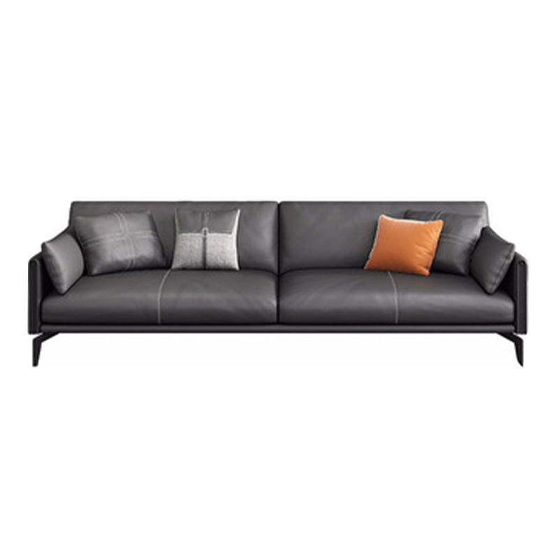 Black Upholstered with Pillow Back Against Leather/leather Seat