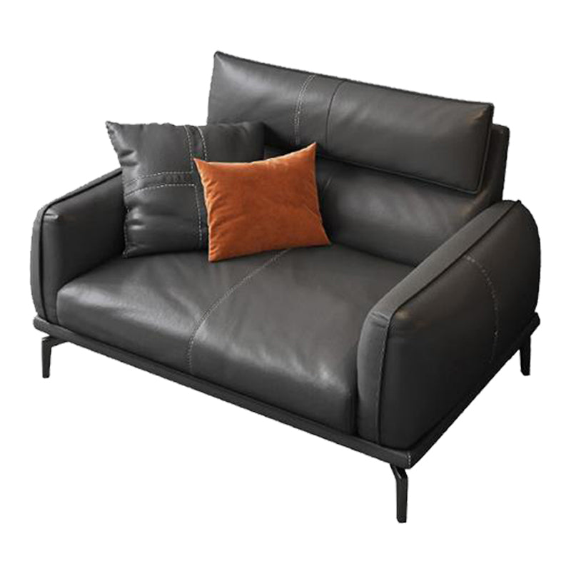 Black Frame Modern Style with Pillow Back Against Leather/leather Seat