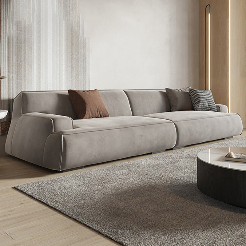 Graues zeitgenössisches Leder Match Kissen Top Arm Standard Sofa für Wohnzimmer