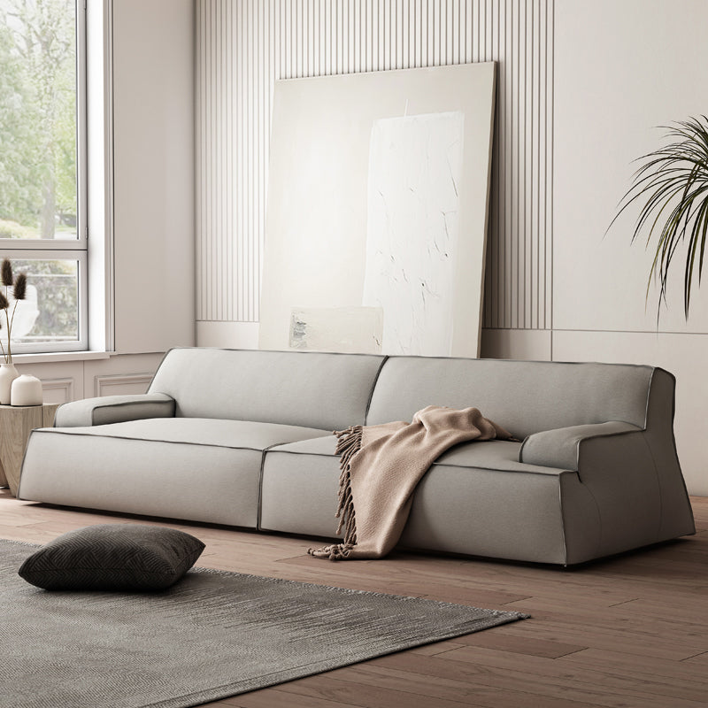 Graues zeitgenössisches Leder Match Kissen Top Arm Standard Sofa für Wohnzimmer
