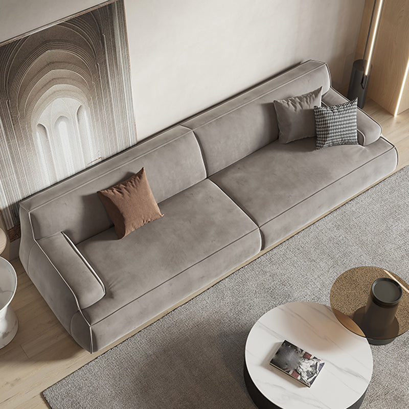 Graues zeitgenössisches Leder Match Kissen Top Arm Standard Sofa für Wohnzimmer