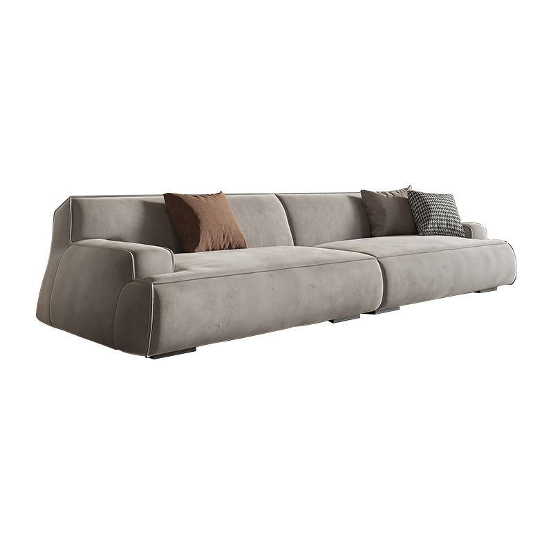 Graues zeitgenössisches Leder Match Kissen Top Arm Standard Sofa für Wohnzimmer