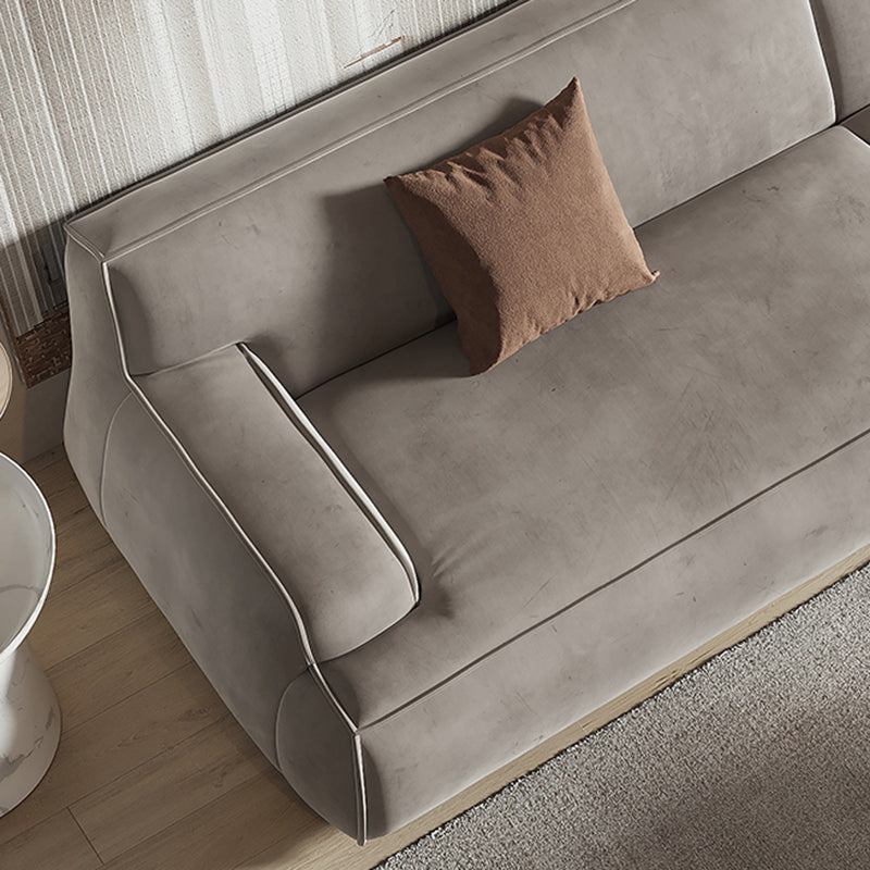 Graues zeitgenössisches Leder Match Kissen Top Arm Standard Sofa für Wohnzimmer