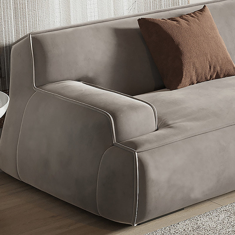 Graues zeitgenössisches Leder Match Kissen Top Arm Standard Sofa für Wohnzimmer